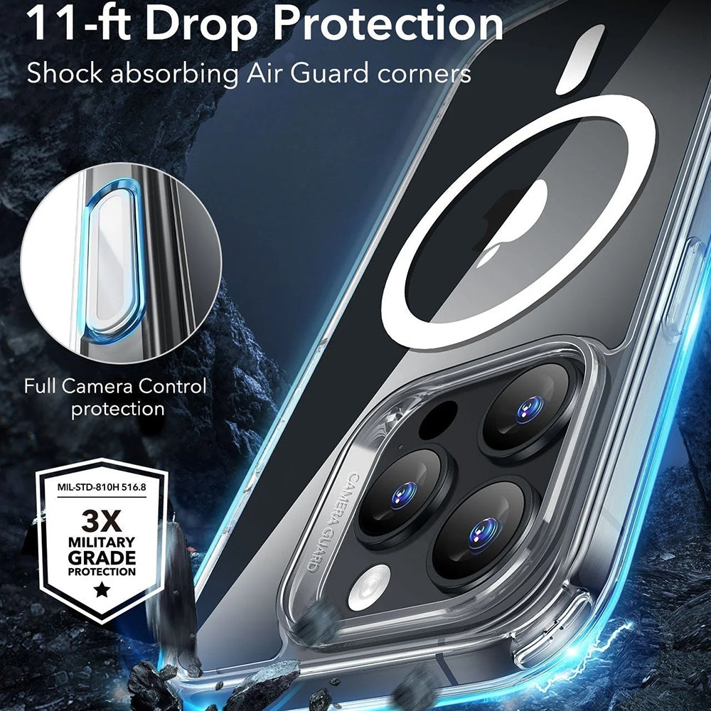 Калъф MagSafe за Apple iPhone 16 Pro Max, ESR, Classic Hybrid Slide, Прозрачно черен