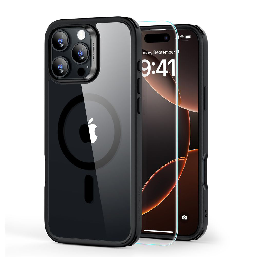 Калъф MagSafe за Apple iPhone 16 Pro Max, ESR, Classic Hybrid със защита за екрана, Прозрачен Черен