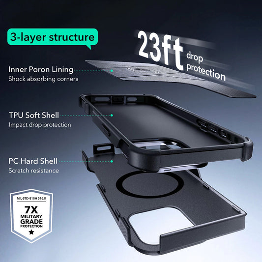 Калъф MagSafe за Apple iPhone 16 Pro Max, ESR, Cyber Armor Kickstand, Зелен