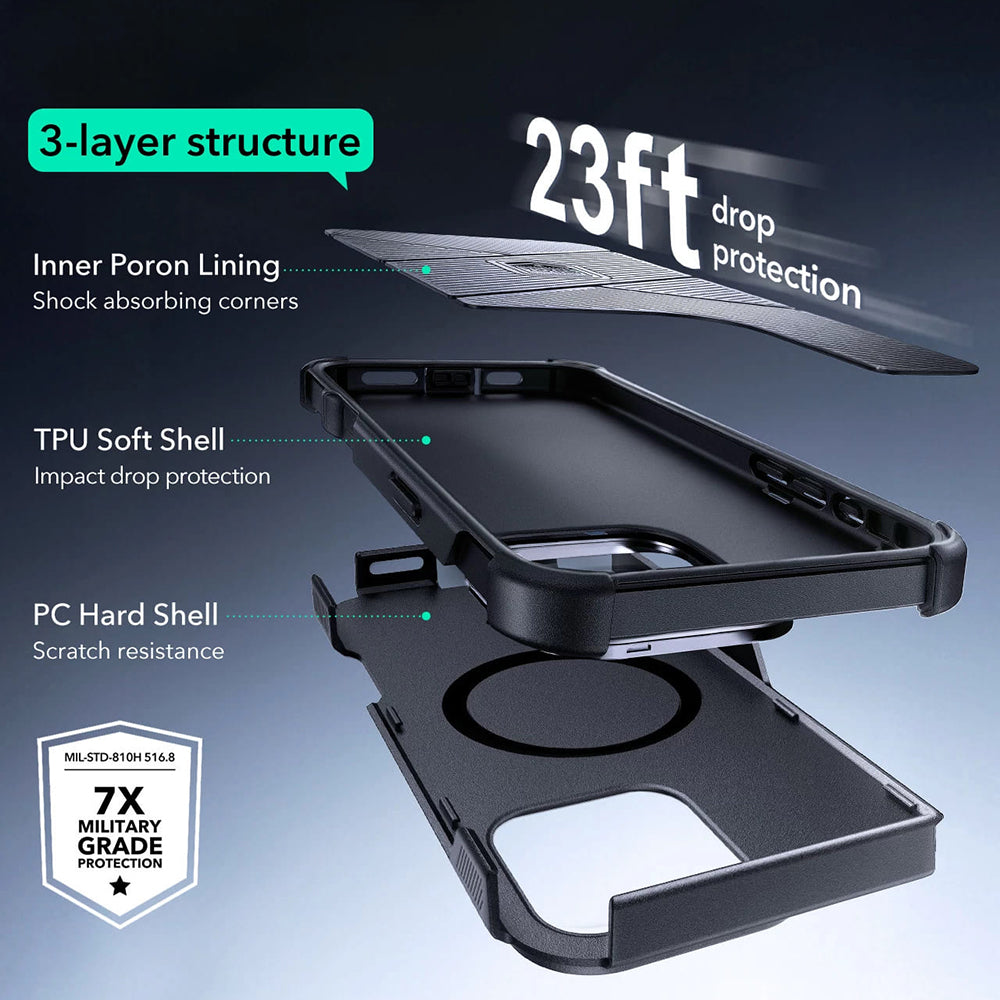 Калъф MagSafe за Apple iPhone 16 Pro Max, ESR, Cyber Armor Kickstand, Зелен
