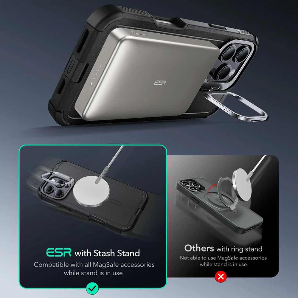 Калъф MagSafe за Apple iPhone 16 Pro Max, ESR, Cyber Armor Kickstand, Зелен