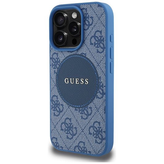 Калъф MagSafe за Apple iPhone 16 Pro Max, Guess, 4G Circle Classic Logo, Син