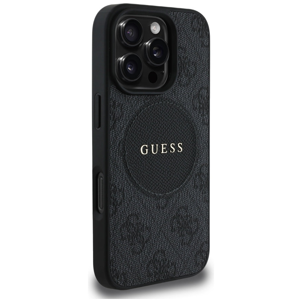 Калъф MagSafe за Apple iPhone 16 Pro Max, Guess, 4G Circle Classic Logo, Черен