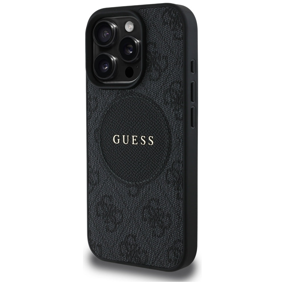 Калъф MagSafe за Apple iPhone 16 Pro Max, Guess, 4G Circle Classic Logo, Черен