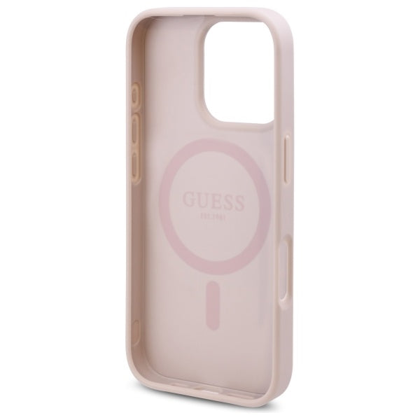 Калъф MagSafe за Apple iPhone 16 Pro Max, Guess, 4G Flowers Print, Розов