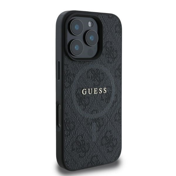 Калъф MagSafe за Apple iPhone 16 Pro Max, Guess, 4G Ring Classic Logo, Черен
