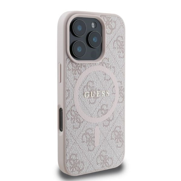 Калъф MagSafe за Apple iPhone 16 Pro Max, Guess, 4G Ring Classic Logo, Розов