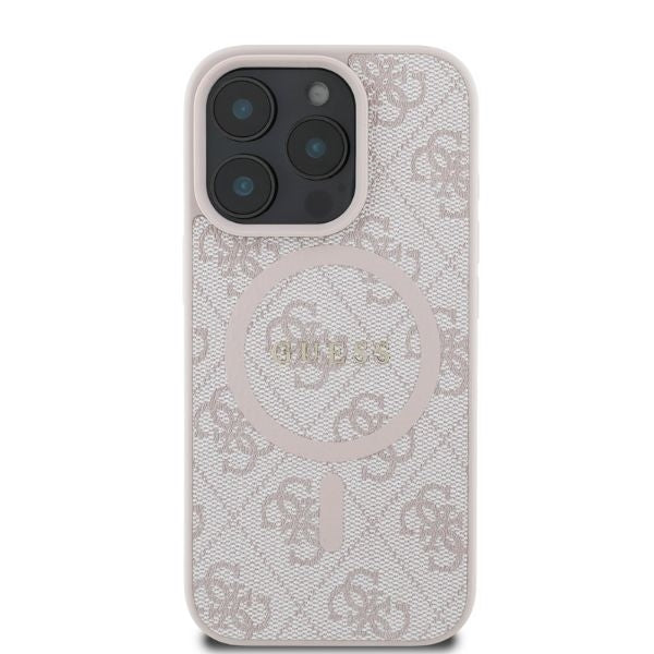 Калъф MagSafe за Apple iPhone 16 Pro Max, Guess, 4G Ring Classic Logo, Розов
