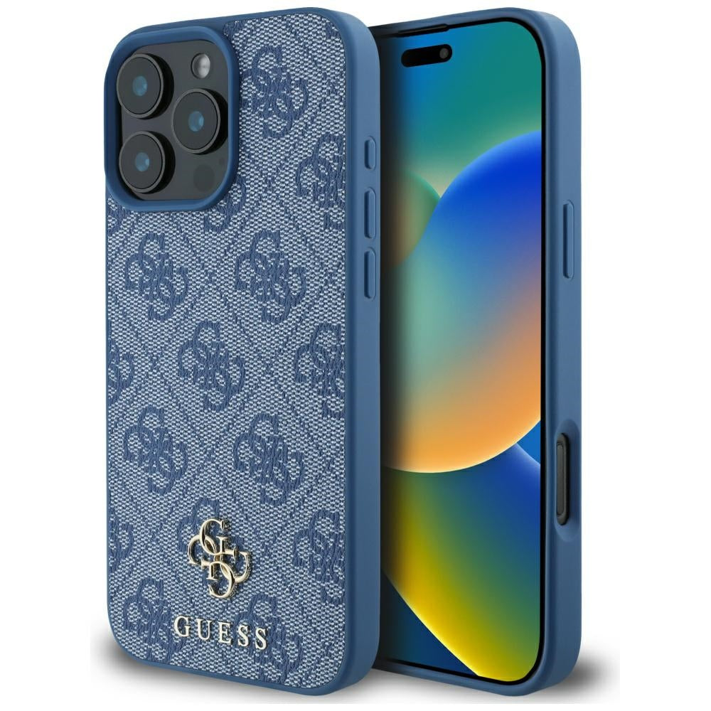 Калъф MagSafe за Apple iPhone 16 Pro Max, Guess, 4G Small and Classic Logo, Син