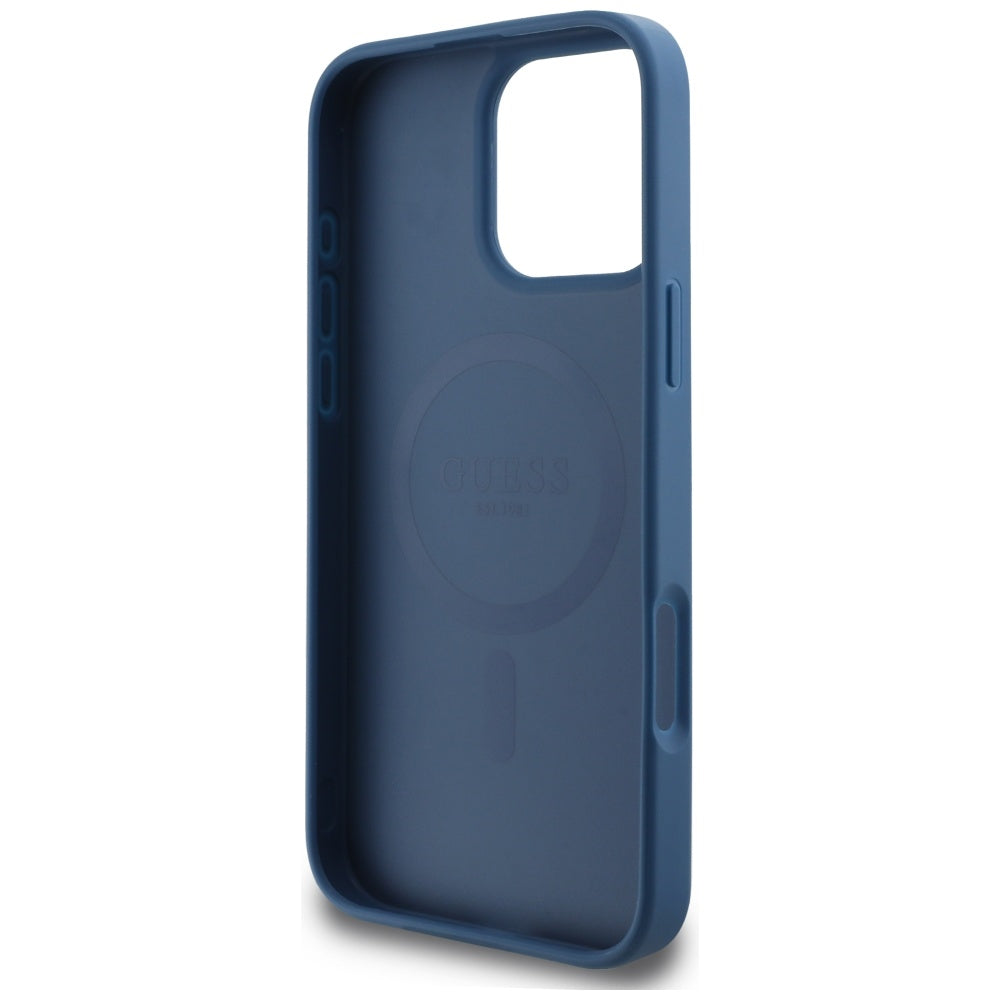 Калъф MagSafe за Apple iPhone 16 Pro Max, Guess, 4G Small and Classic Logo, Син