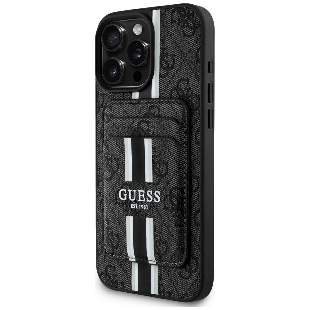 Калъф MagSafe за Apple iPhone 16 Pro Max, Guess, Cardslot 4G Stripes, Черен