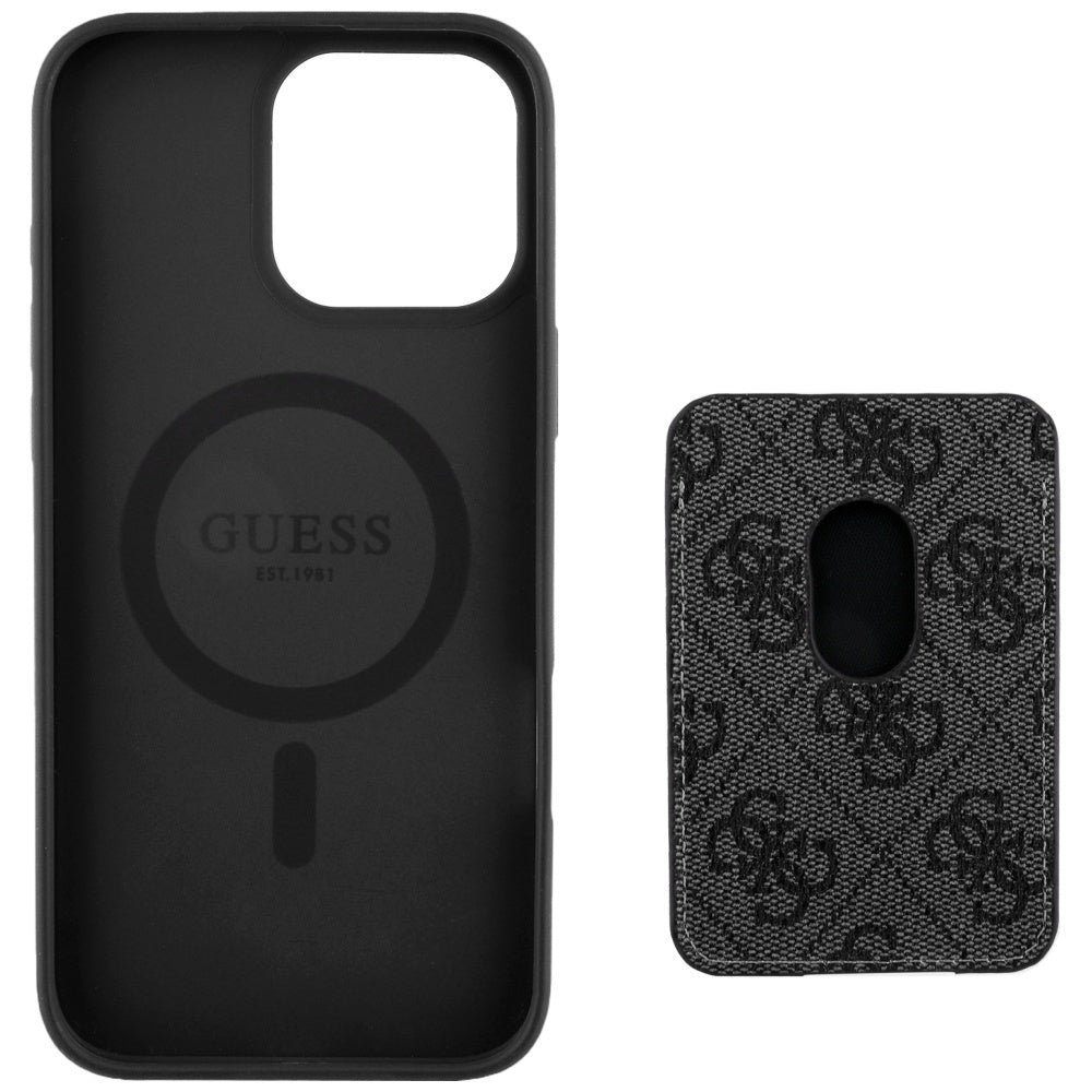Калъф MagSafe за Apple iPhone 16 Pro Max, Guess, Cardslot 4G Stripes, Черен