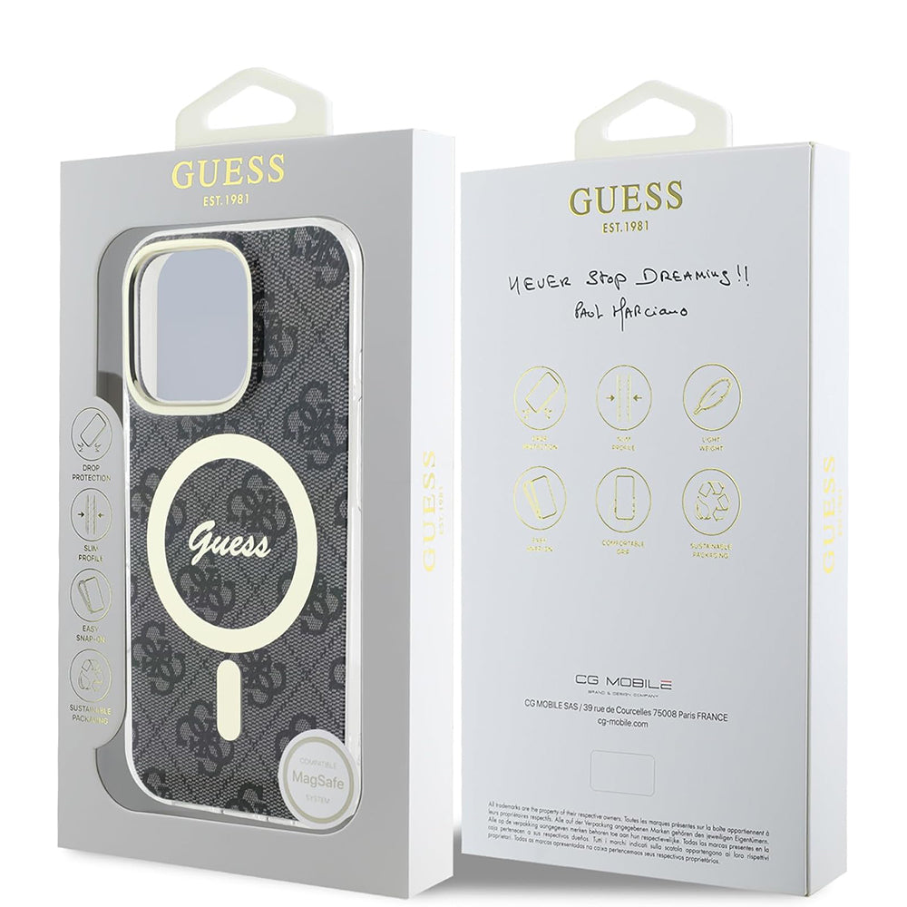 Калъф MagSafe за Apple iPhone 16 Pro Max, Guess, IML 4G, Черен