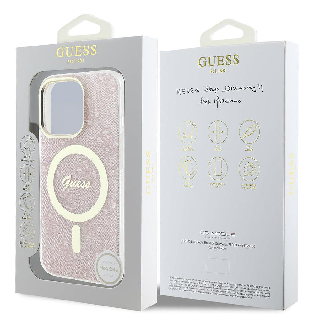 Калъф MagSafe за Apple iPhone 16 Pro Max, Guess, IML 4G, Розов