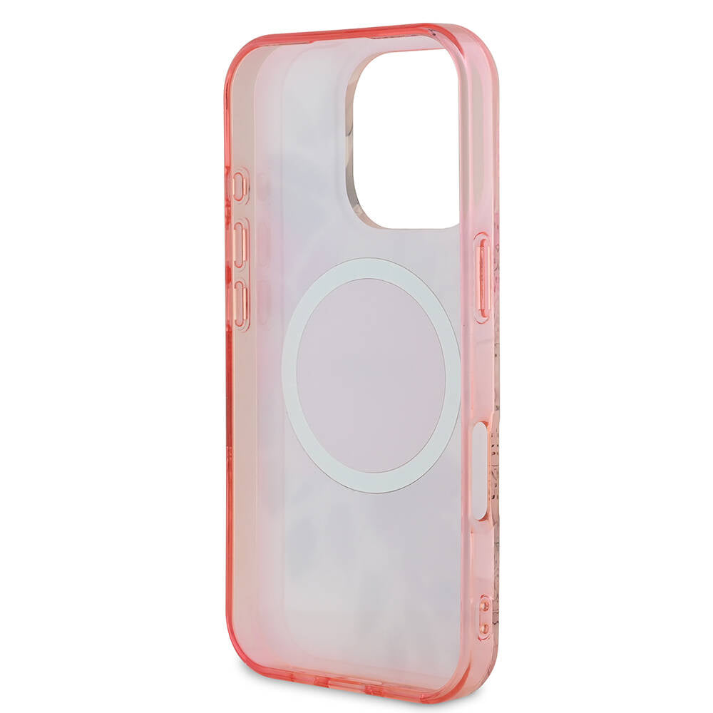 Калъф MagSafe за Apple iPhone 16 Pro Max, Guess, IML Flower & Tonal Circle, Розов