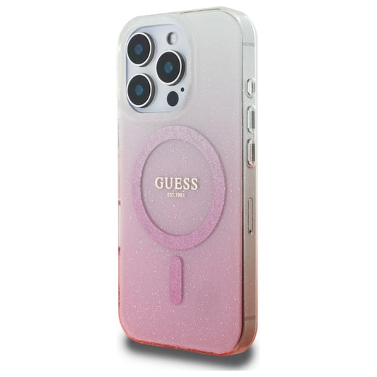 Калъф MagSafe за Apple iPhone 16 Pro Max, Guess, IML Glitter Gradient, Розов