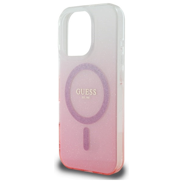 Калъф MagSafe за Apple iPhone 16 Pro Max, Guess, IML Glitter Gradient, Розов