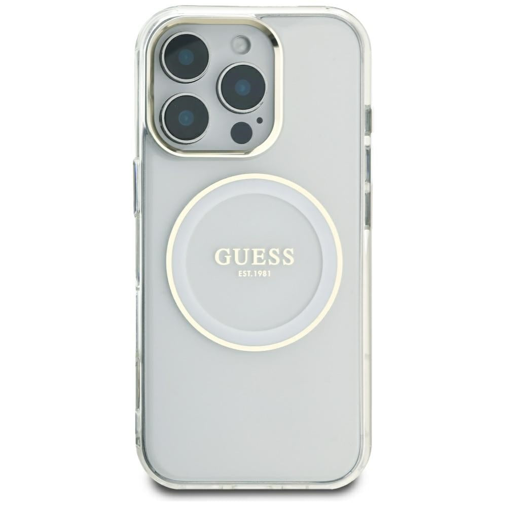 Калъф MagSafe за Apple iPhone 16 Pro Max, Guess, IML Metal Colored Circle, Бял