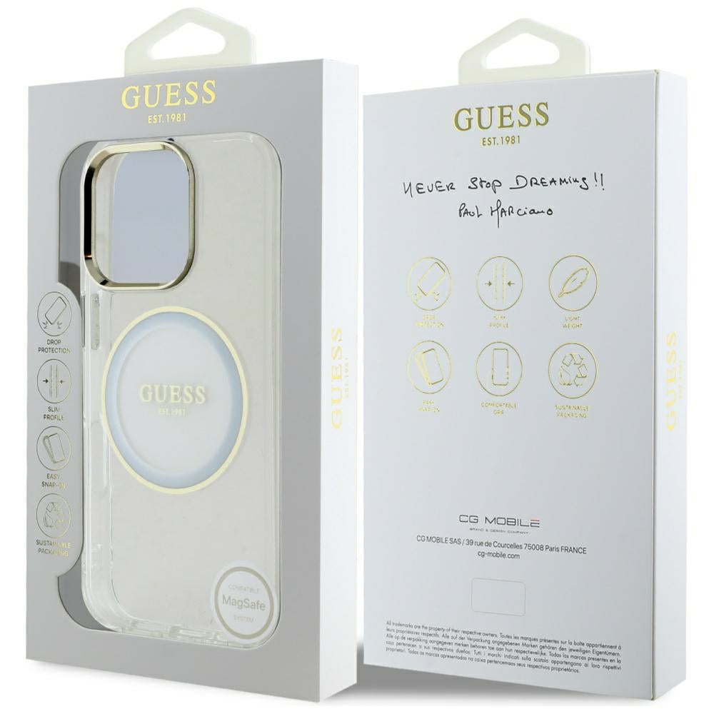 Калъф MagSafe за Apple iPhone 16 Pro Max, Guess, IML Metal Colored Circle, Бял