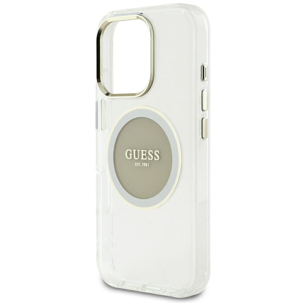 Калъф MagSafe за Apple iPhone 16 Pro Max, Guess, IML Metal Colored Circle, Сив