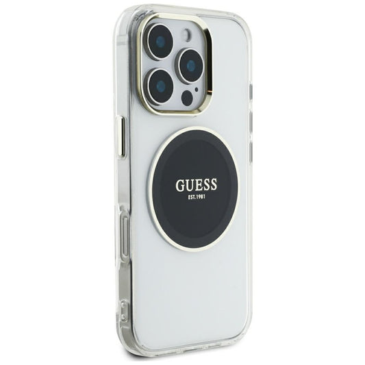 Калъф MagSafe за Apple iPhone 16 Pro Max, Guess, IML Metal Colored Circle, Черен