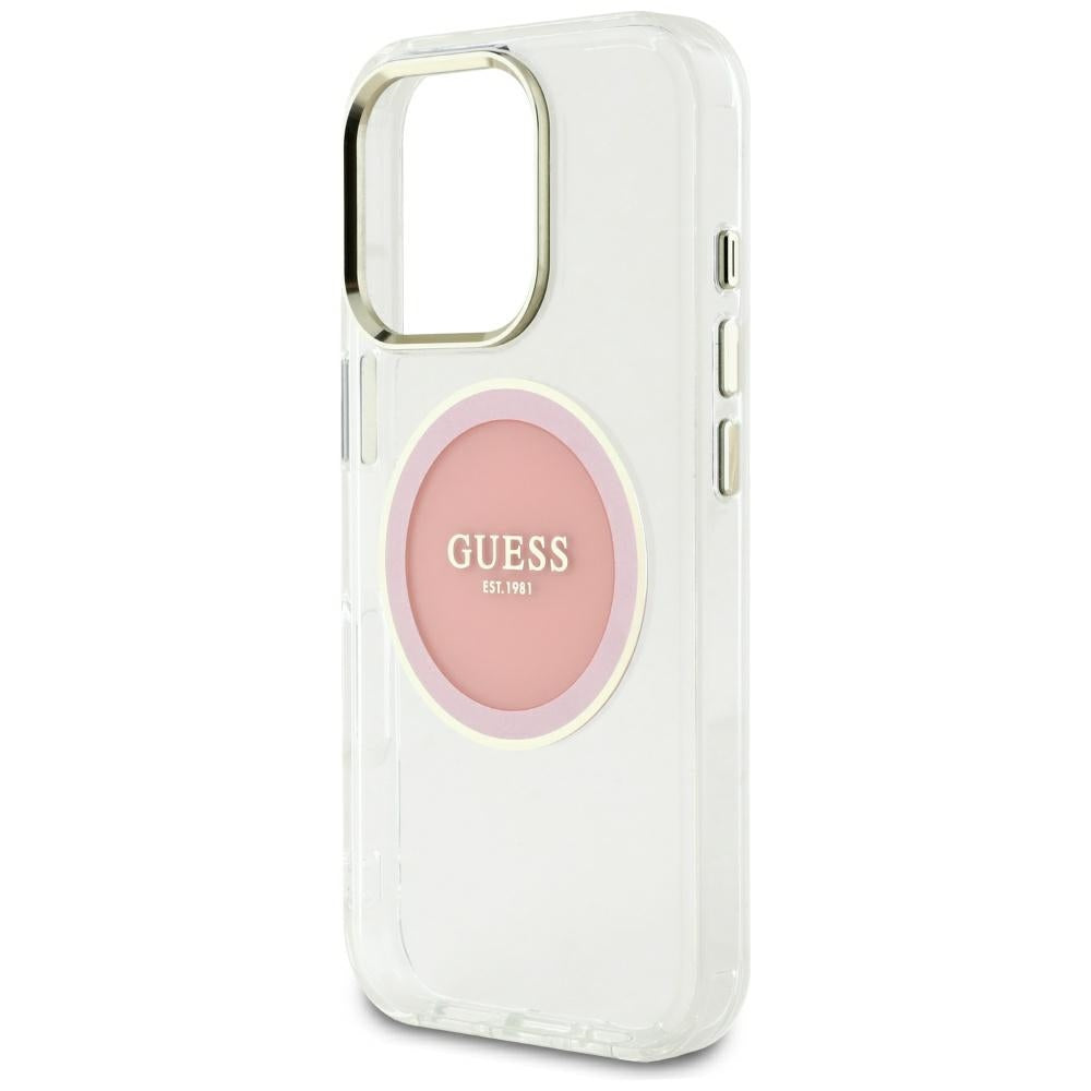 Калъф MagSafe за Apple iPhone 16 Pro Max, Guess, IML Metal Colored Circle, Розов
