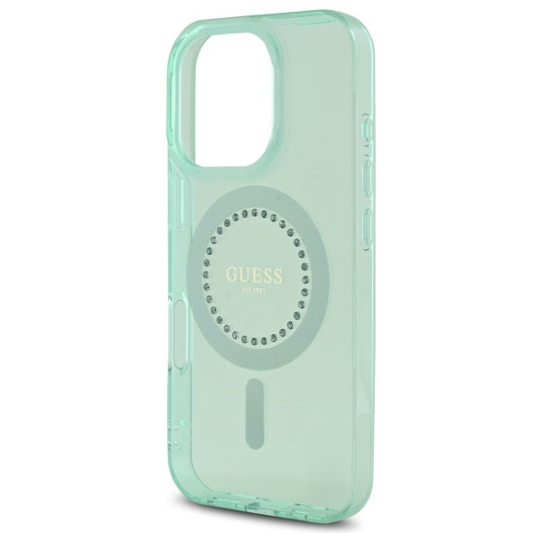 MagSafe Case for Apple iPhone 16 Pro Max, Guess, IML Rhinestone, Green