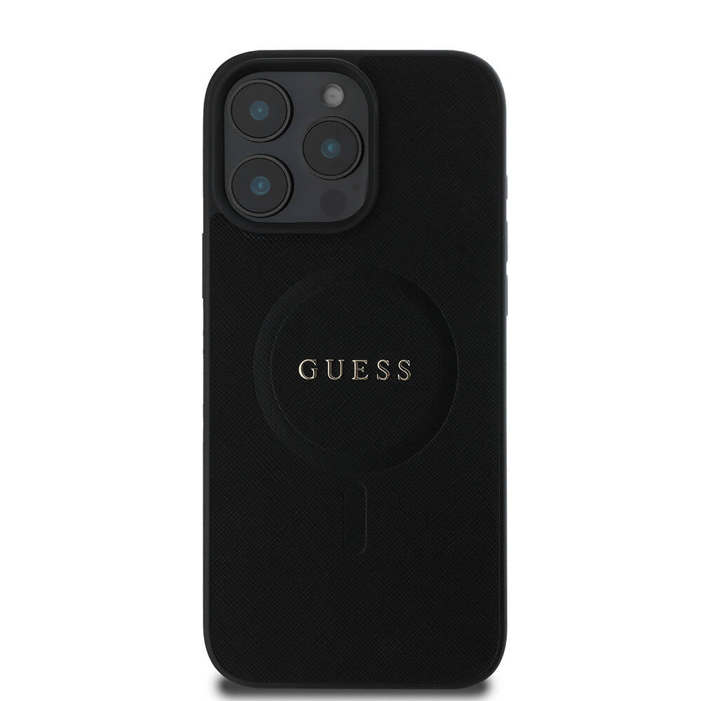 MagSafe Case for Apple iPhone 16 Pro Max, Guess, Saffiano Classic Logo, Black