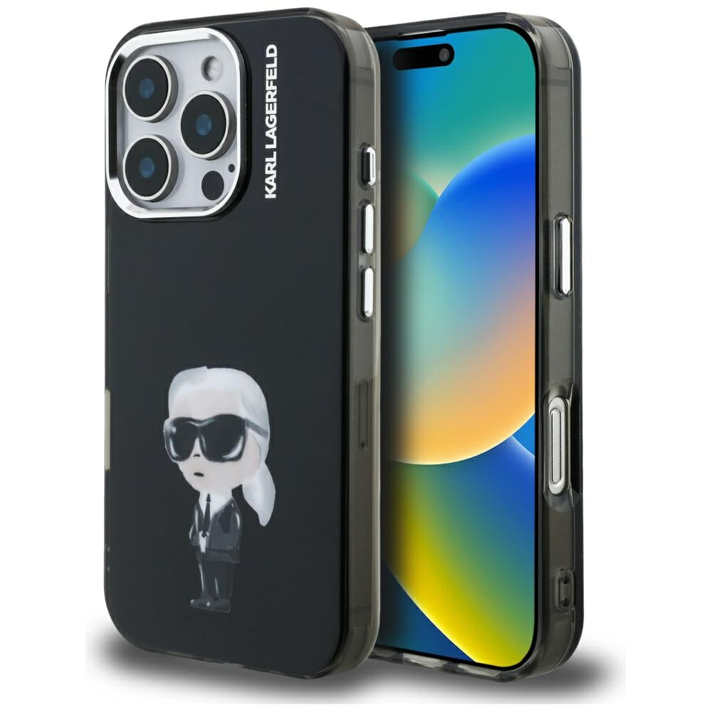 MagSafe Case for Apple iPhone 16 Pro Max, Karl Lagerfeld, IML Aquarelle Karl Logo, Black
