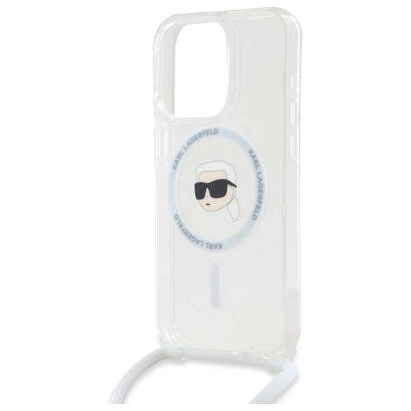 Калъф MagSafe за Apple iPhone 16 Pro Max, Karl Lagerfeld, IML Crossbody Karl's Head, Прозрачен