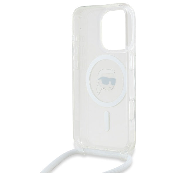 Калъф MagSafe за Apple iPhone 16 Pro Max, Karl Lagerfeld, IML Crossbody Karl's Head, Прозрачен