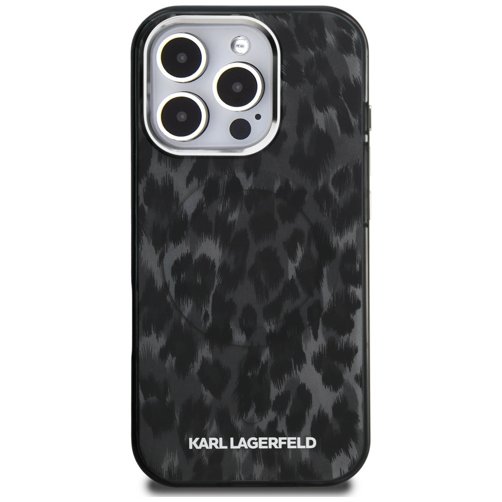 Калъф MagSafe за Apple iPhone 16 Pro Max, Karl Lagerfeld, IML Leopard Pattern, Черен