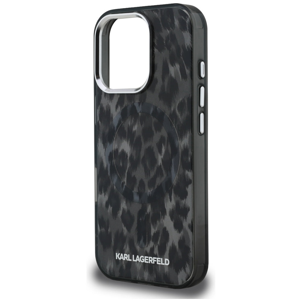 Калъф MagSafe за Apple iPhone 16 Pro Max, Karl Lagerfeld, IML Leopard Pattern, Черен