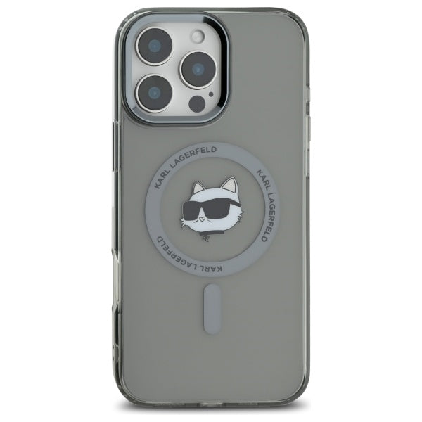 Калъф MagSafe за Apple iPhone 16 Pro Max, Karl Lagerfeld, IML Metal Choupette's Head, Черен
