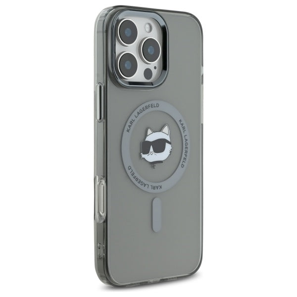 Калъф MagSafe за Apple iPhone 16 Pro Max, Karl Lagerfeld, IML Metal Choupette's Head, Черен