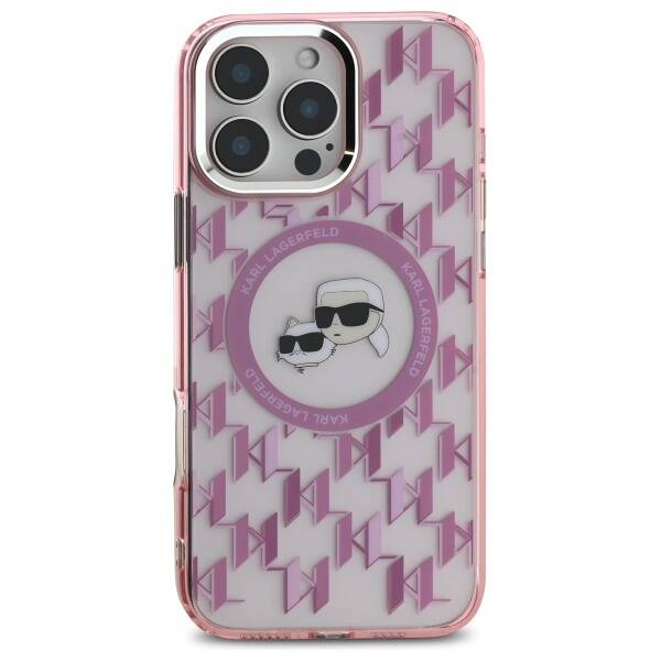 Калъф MagSafe за Apple iPhone 16 Pro Max, Karl Lagerfeld, IML Monogram Karl & Choupette's Heads, Розов
