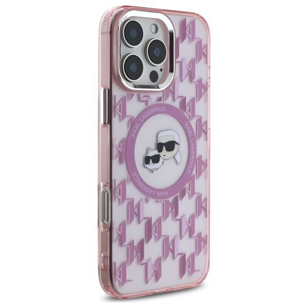 Калъф MagSafe за Apple iPhone 16 Pro Max, Karl Lagerfeld, IML Monogram Karl & Choupette's Heads, Розов