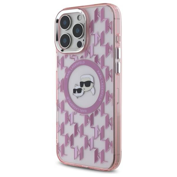 Калъф MagSafe за Apple iPhone 16 Pro Max, Karl Lagerfeld, IML Monogram Karl & Choupette's Heads, Розов