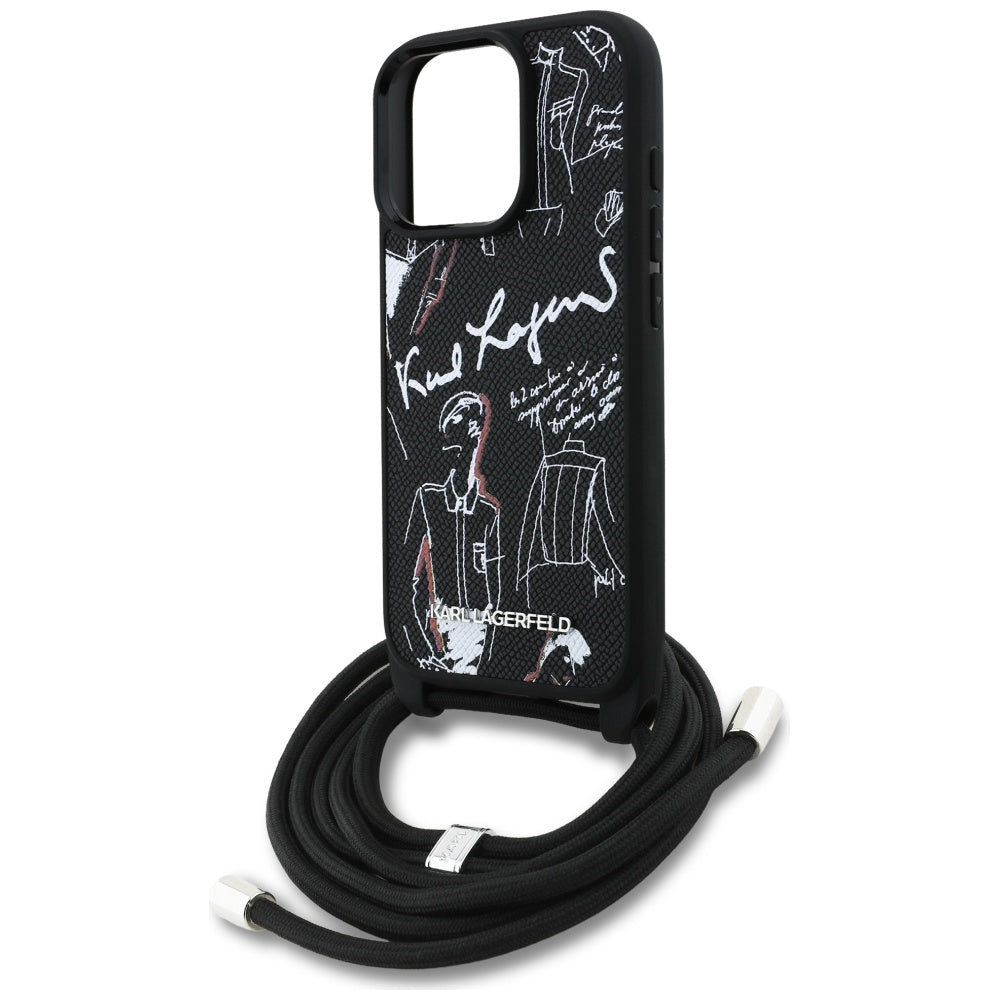 Калъф MagSafe за Apple iPhone 16 Pro Max, Karl Lagerfeld, Saffiano Crossbody, Черен