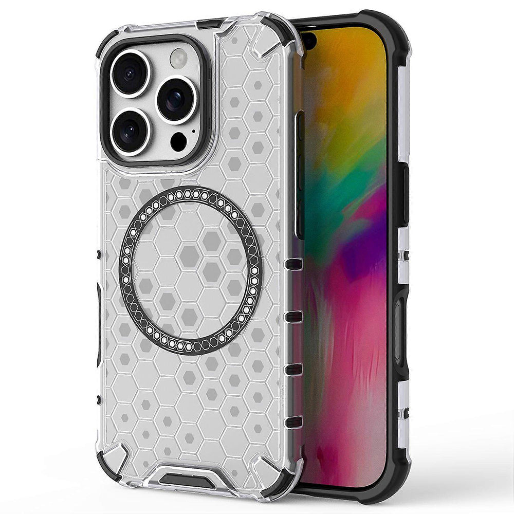 Калъф MagSafe за Apple iPhone 16 Pro Max, Techsuit, HoneyComb Shield, Бял