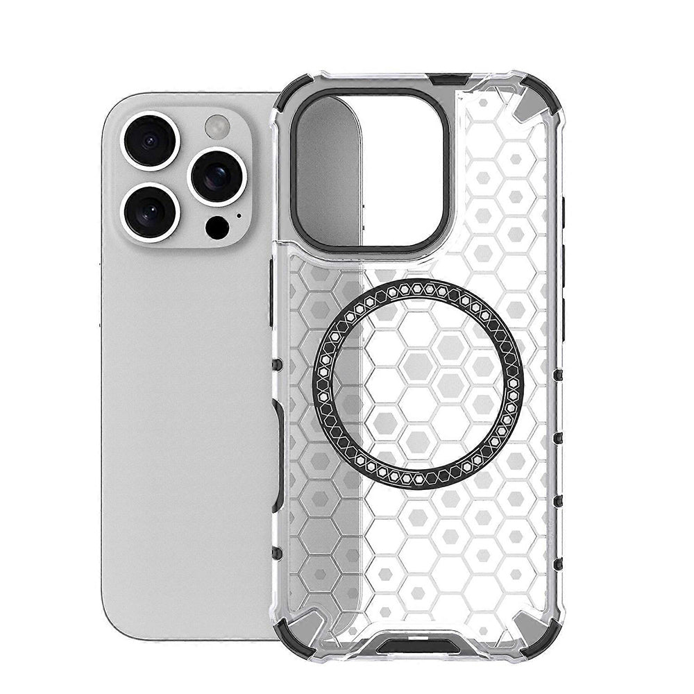 Калъф MagSafe за Apple iPhone 16 Pro Max, Techsuit, HoneyComb Shield, Бял