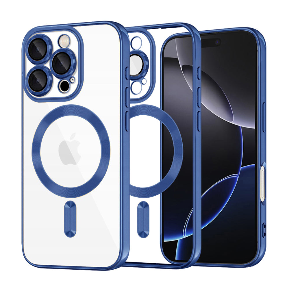 Калъф MagSafe за Apple iPhone 16 Pro Max, Techsuit, Luxury Crystal, Тъмносин