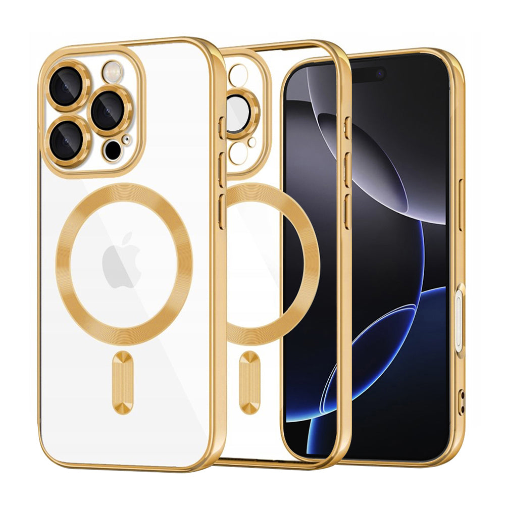 Калъф MagSafe за Apple iPhone 16 Pro Max, Techsuit, Luxury Crystal, Златист