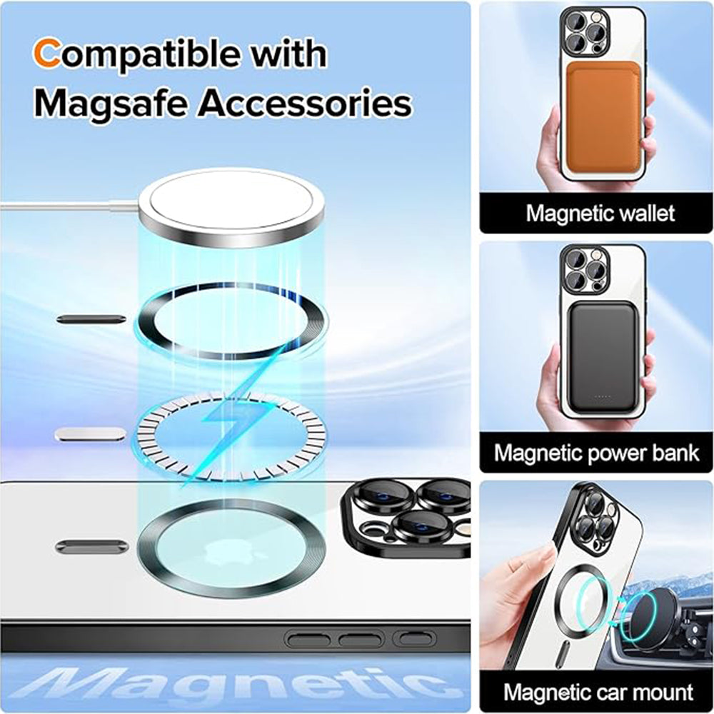Калъф MagSafe за Apple iPhone 16 Pro Max, Techsuit, Luxury Crystal, Черен