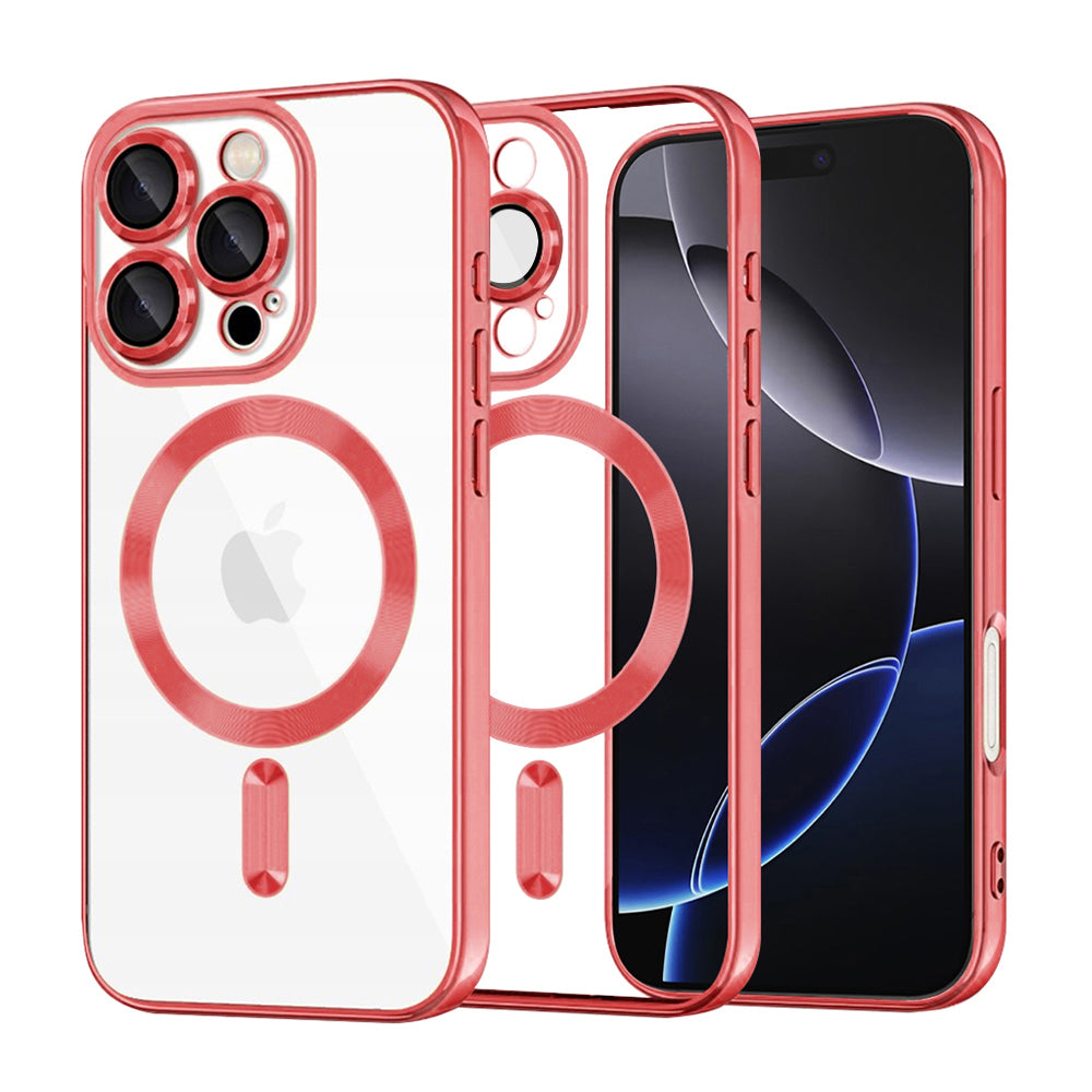 Калъф MagSafe за Apple iPhone 16 Pro Max, Techsuit, Luxury Crystal, Червен