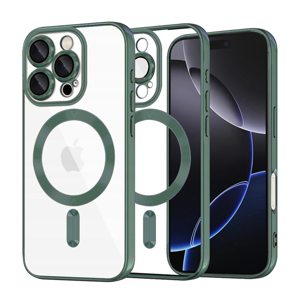 Калъф MagSafe за Apple iPhone 16 Pro Max, Techsuit, Luxury Crystal, Тъмнозелен