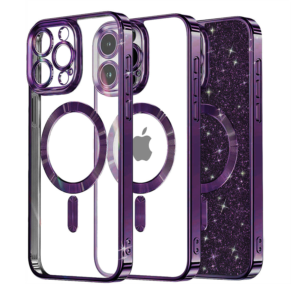 Калъф MagSafe за Apple iPhone 16 Pro Max, Techsuit, Luxury Glitter, Тъмно лилав