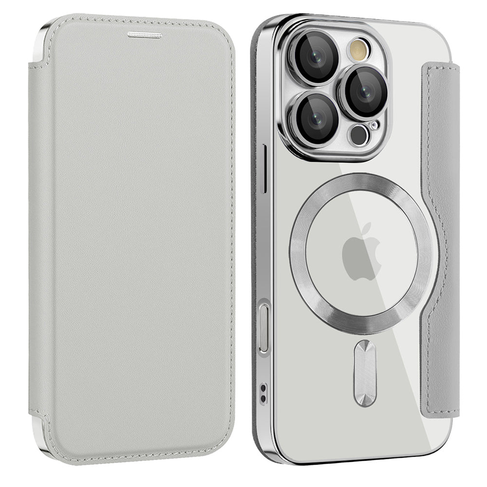 Калъф MagSafe за Apple iPhone 16 Pro Max, Techsuit, SmartMag Book, Сив