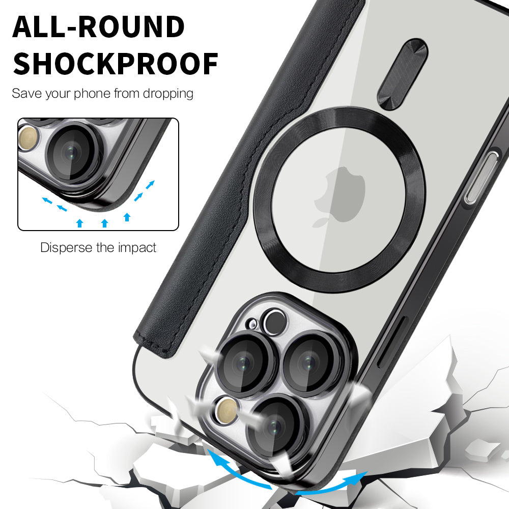 Калъф MagSafe за Apple iPhone 16 Pro Max, Techsuit, SmartMag Book, Черен