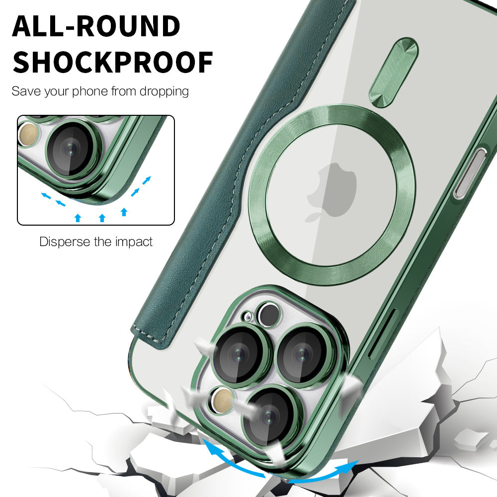 Калъф MagSafe за Apple iPhone 16 Pro Max, Techsuit, SmartMag Book, Зелен